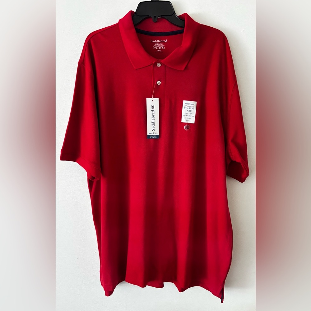 Saddlebred Red Casual Polo Shirt Big & Tall Comfort Flex new with tags 2xl tall